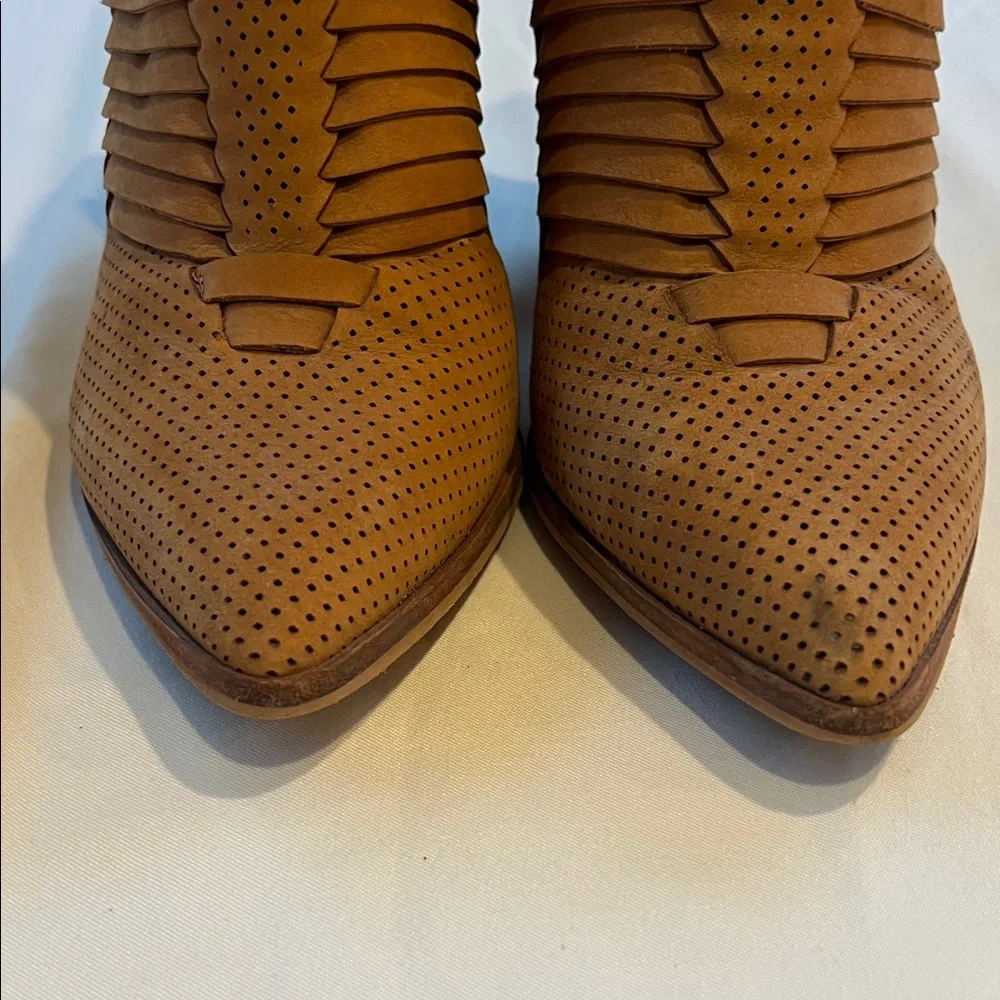Vince Camuto Tan Perforated Ankle Booties - Picture 8 of 12